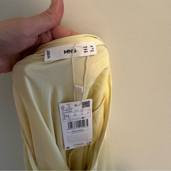 NWT MNG Yellow Satin Blouse 18 - Picture 7 of 7
